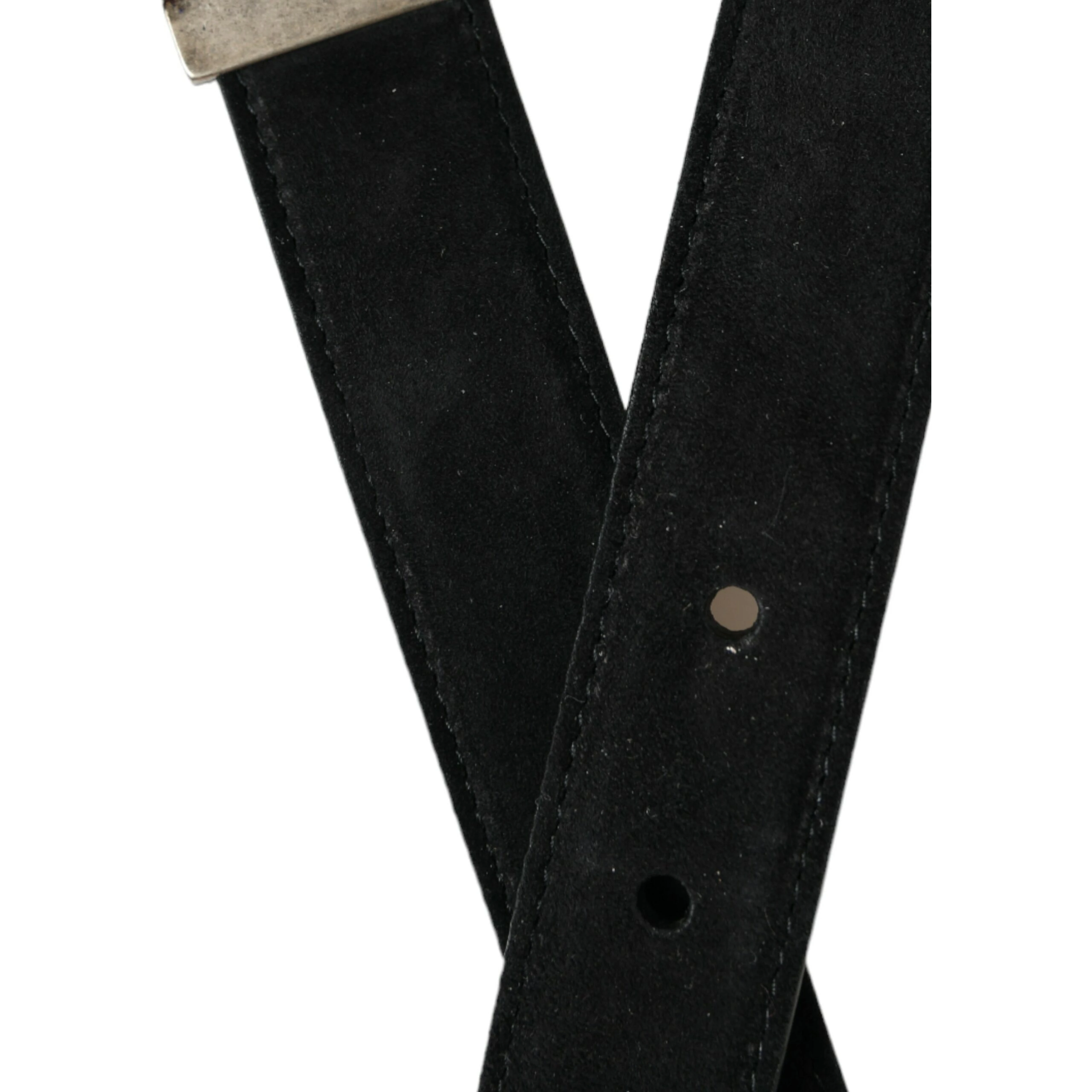 Black Goat Leather Antique Metal Buckle Belt