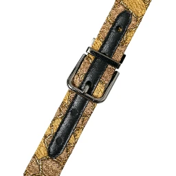Gold Leather Jacquard Silver Metal Buckle Belt