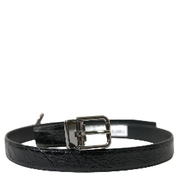 Black Leather Silver Metal Buckle Belt