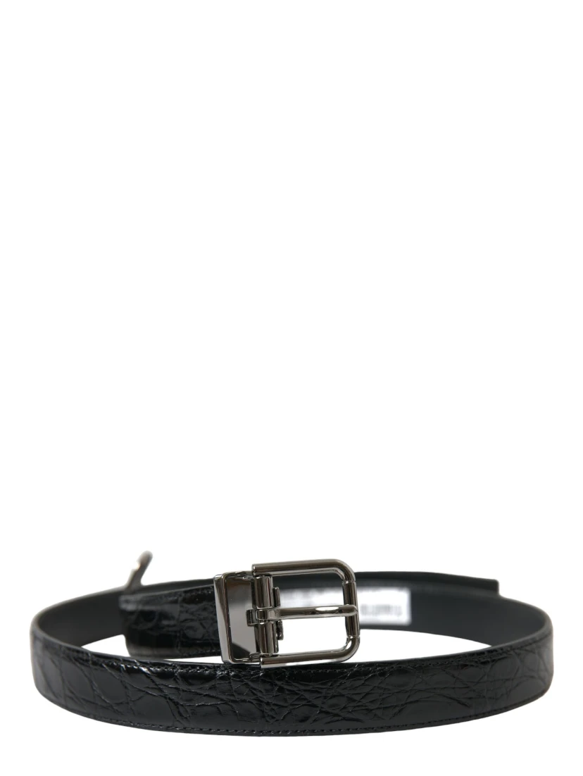 Black Leather Silver Metal Buckle Belt