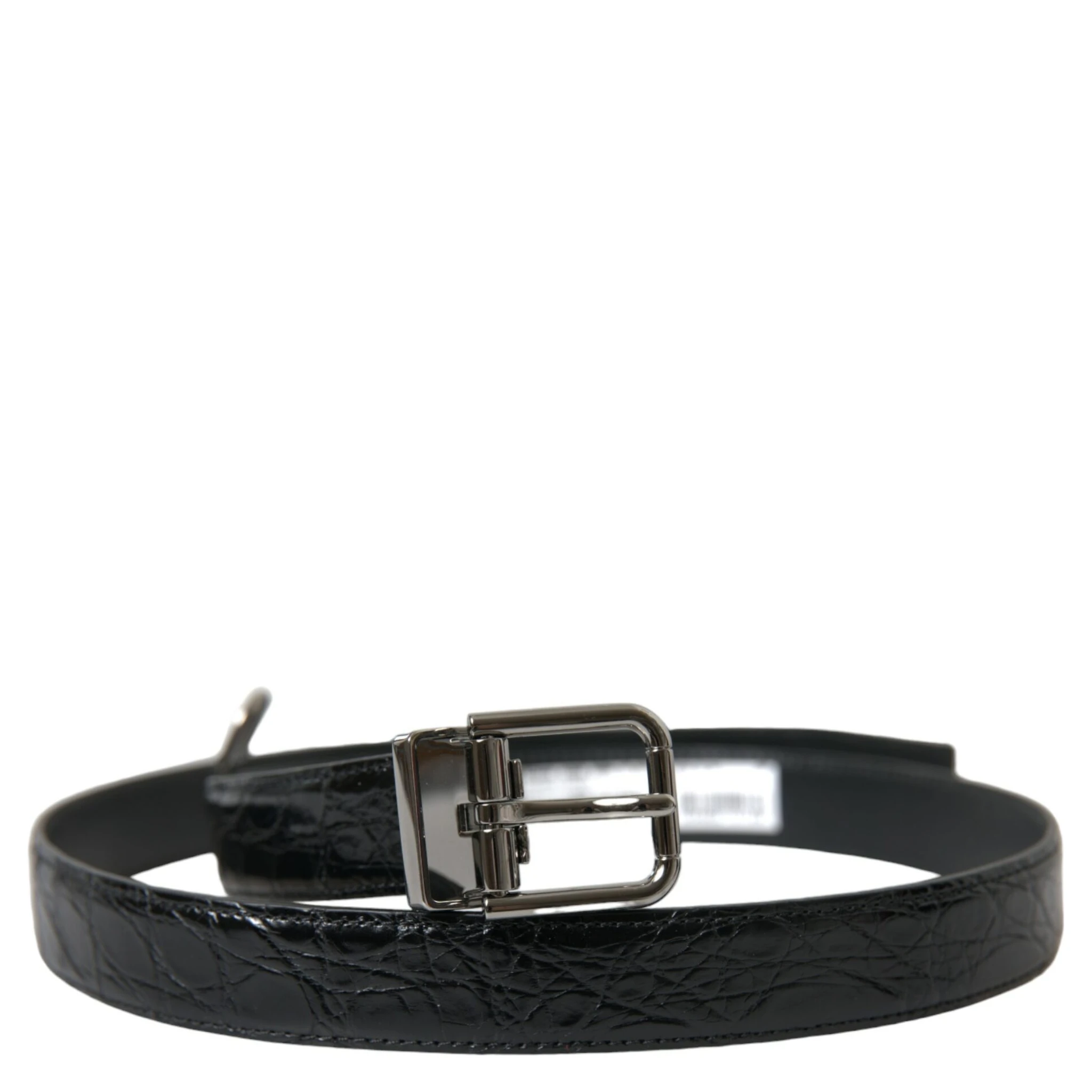 Black Leather Silver Metal Buckle Belt