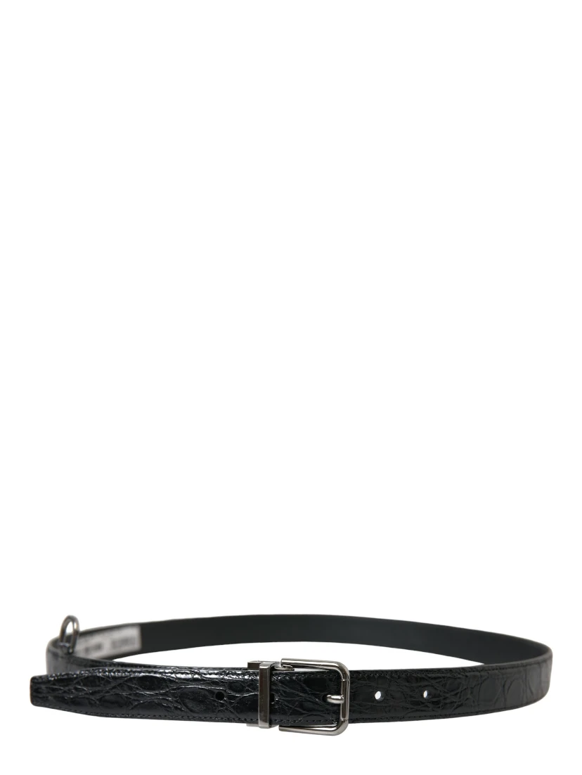 Black Leather Silver Metal Buckle Belt