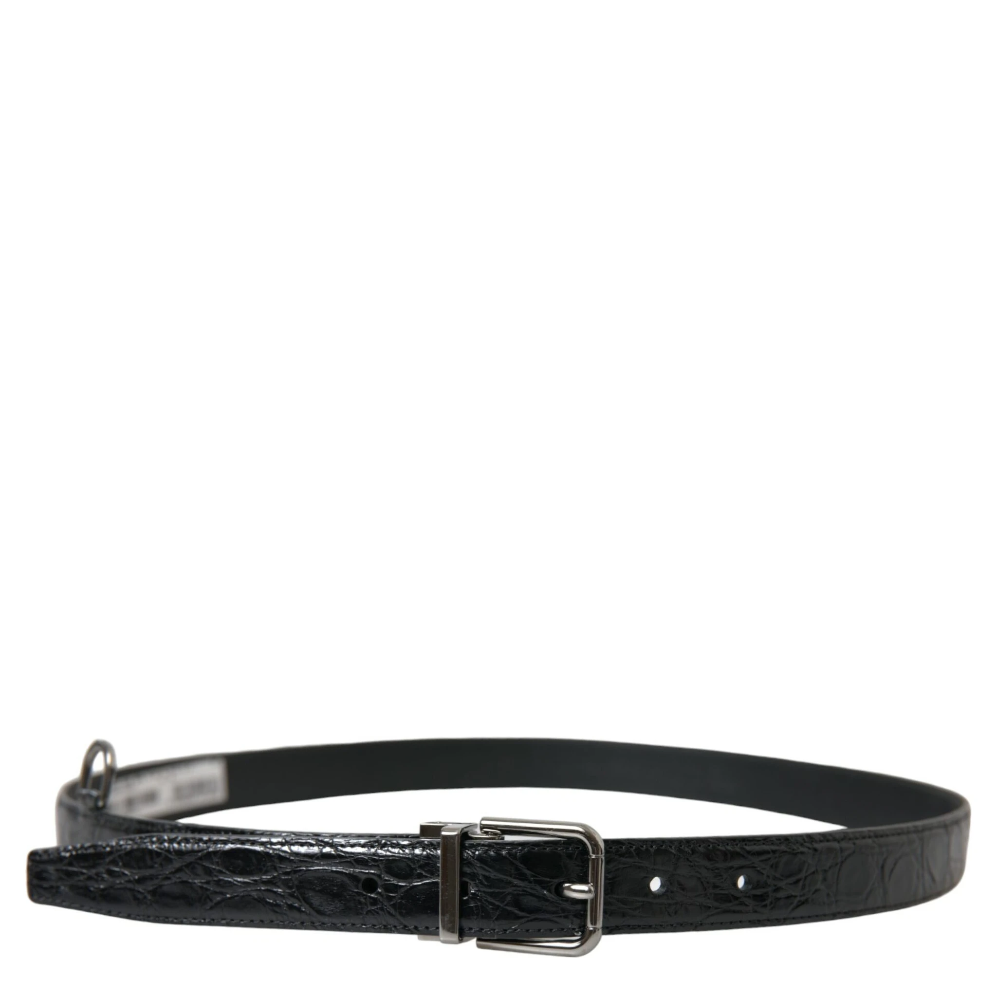 Black Leather Silver Metal Buckle Belt