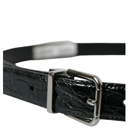 Black Leather Silver Metal Buckle Belt
