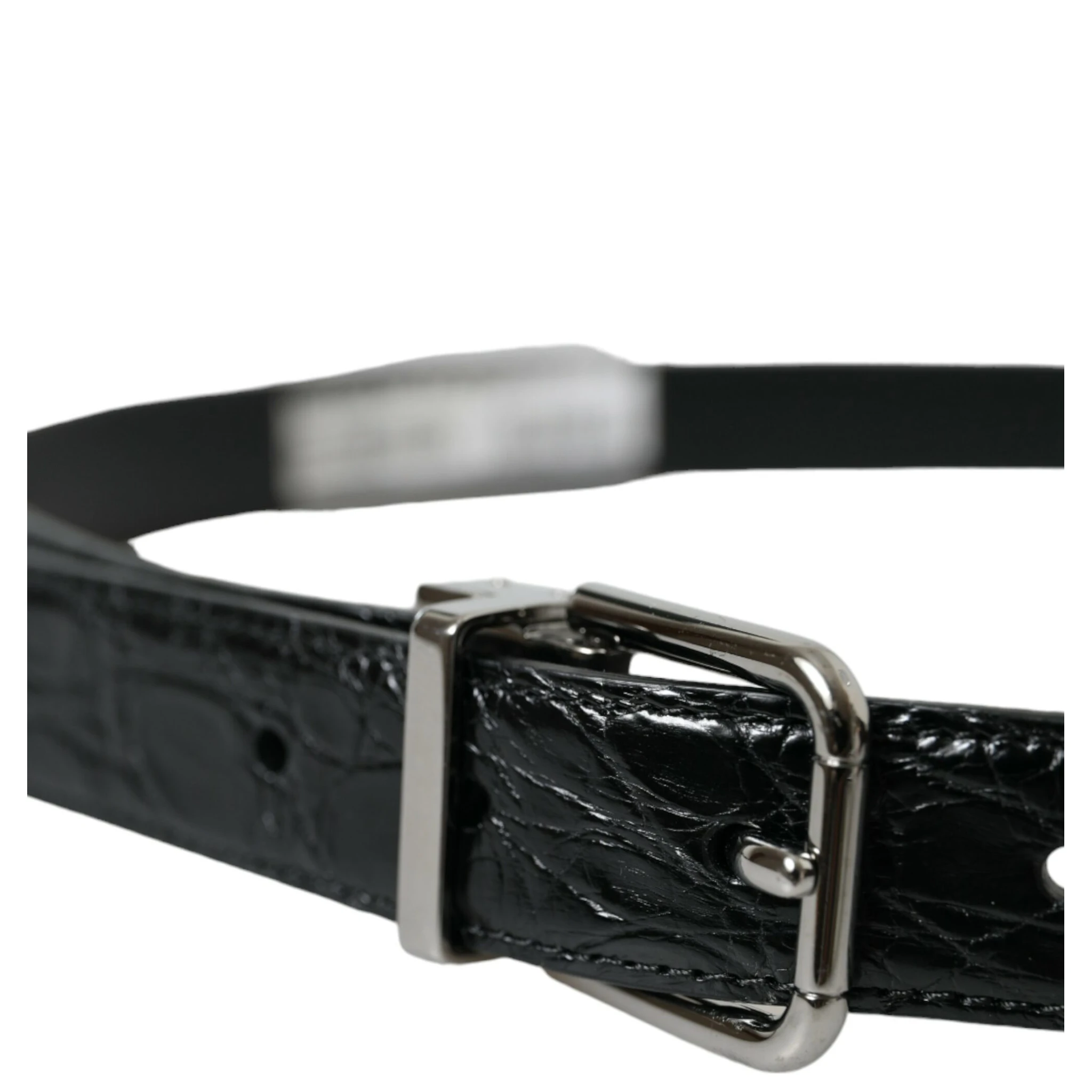 Black Leather Silver Metal Buckle Belt