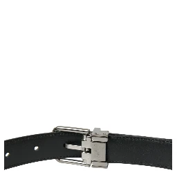Black Leather Silver Metal Buckle Belt