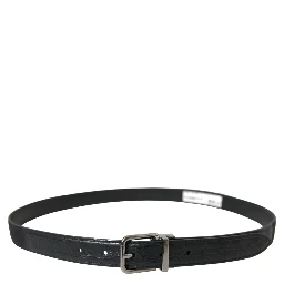 Black Leather Silver Metal Buckle Belt