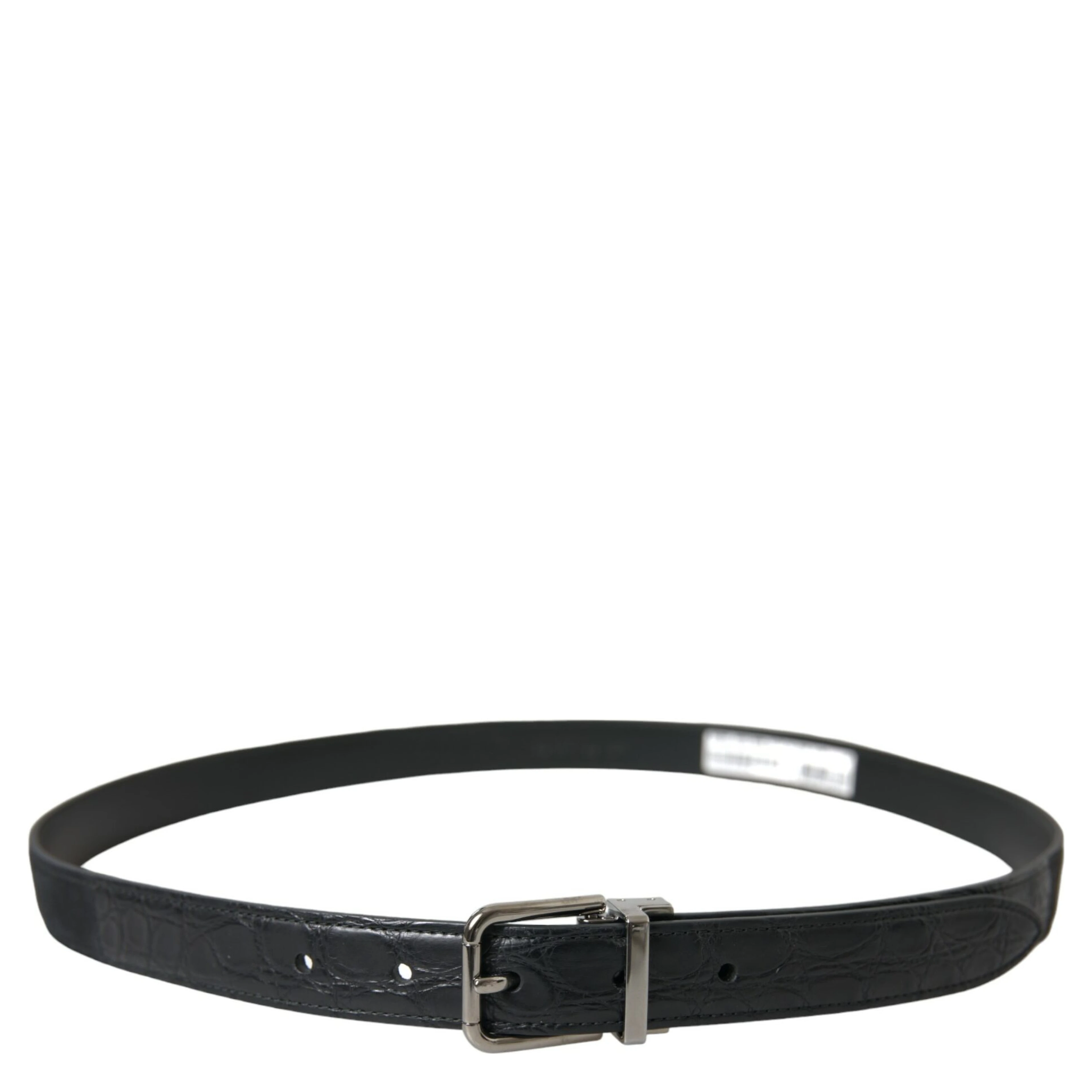 Black Leather Silver Metal Buckle Belt