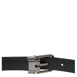 Black Leather Silver Metal Buckle Belt