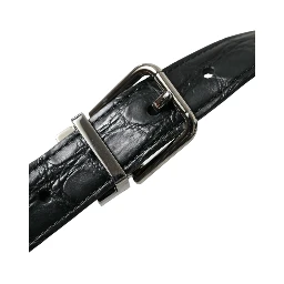 Black Leather Silver Metal Buckle Belt