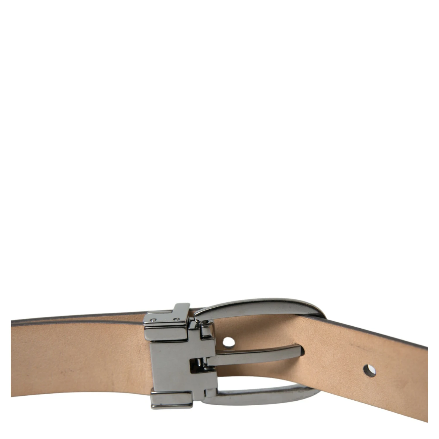 Dark Brown Leather Silver Metal Buckle Belt