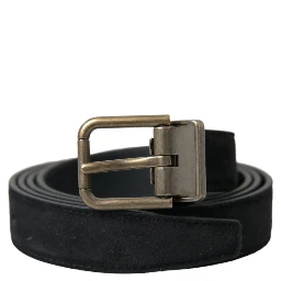 Black Suede Leather Gold Metal Buckle Belt