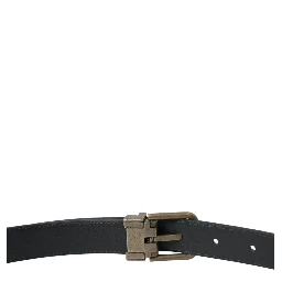 Black Suede Leather Gold Metal Buckle Belt