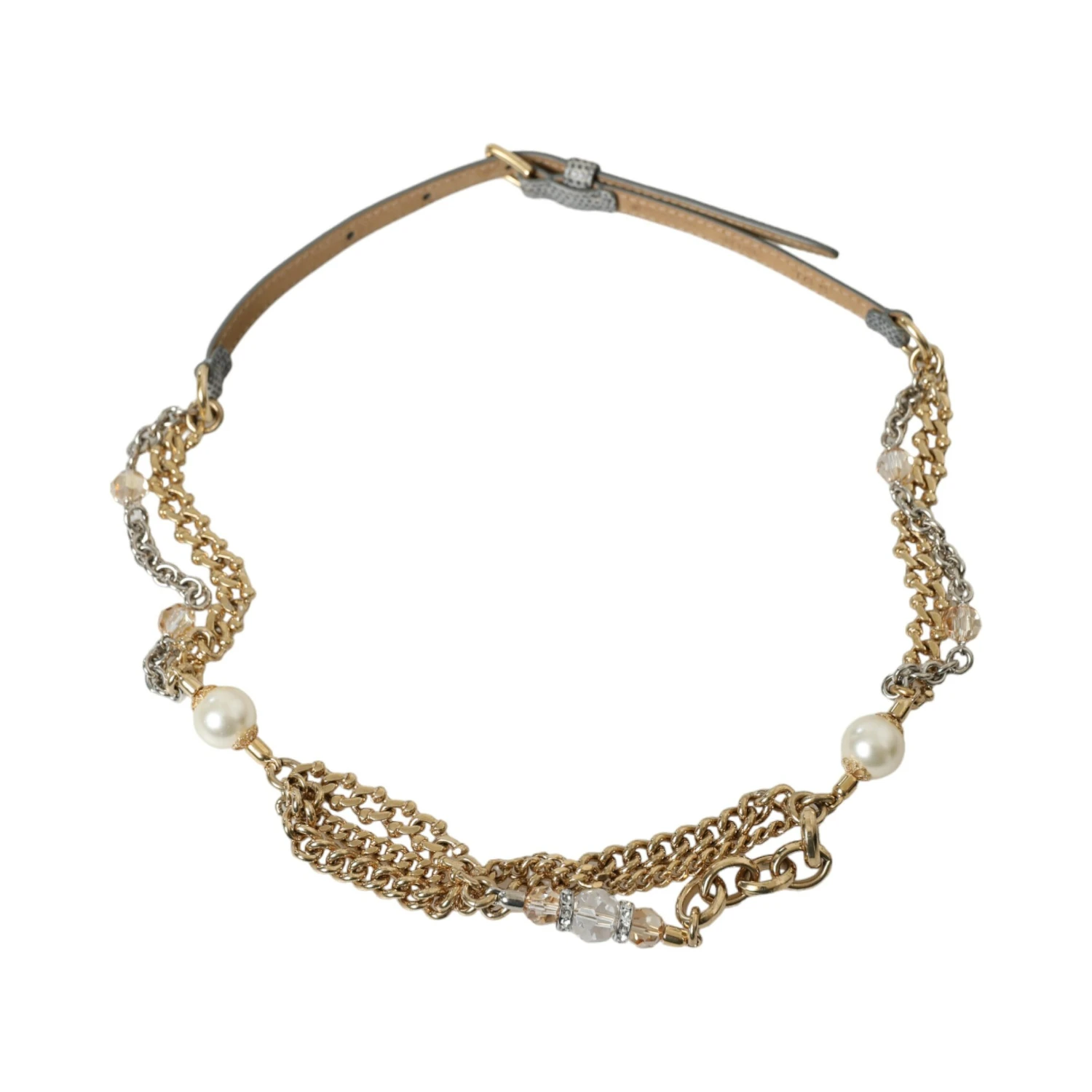 Blue Braided Gold Brass Chain Waist Belt