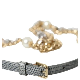 Blue Braided Gold Brass Chain Waist Belt