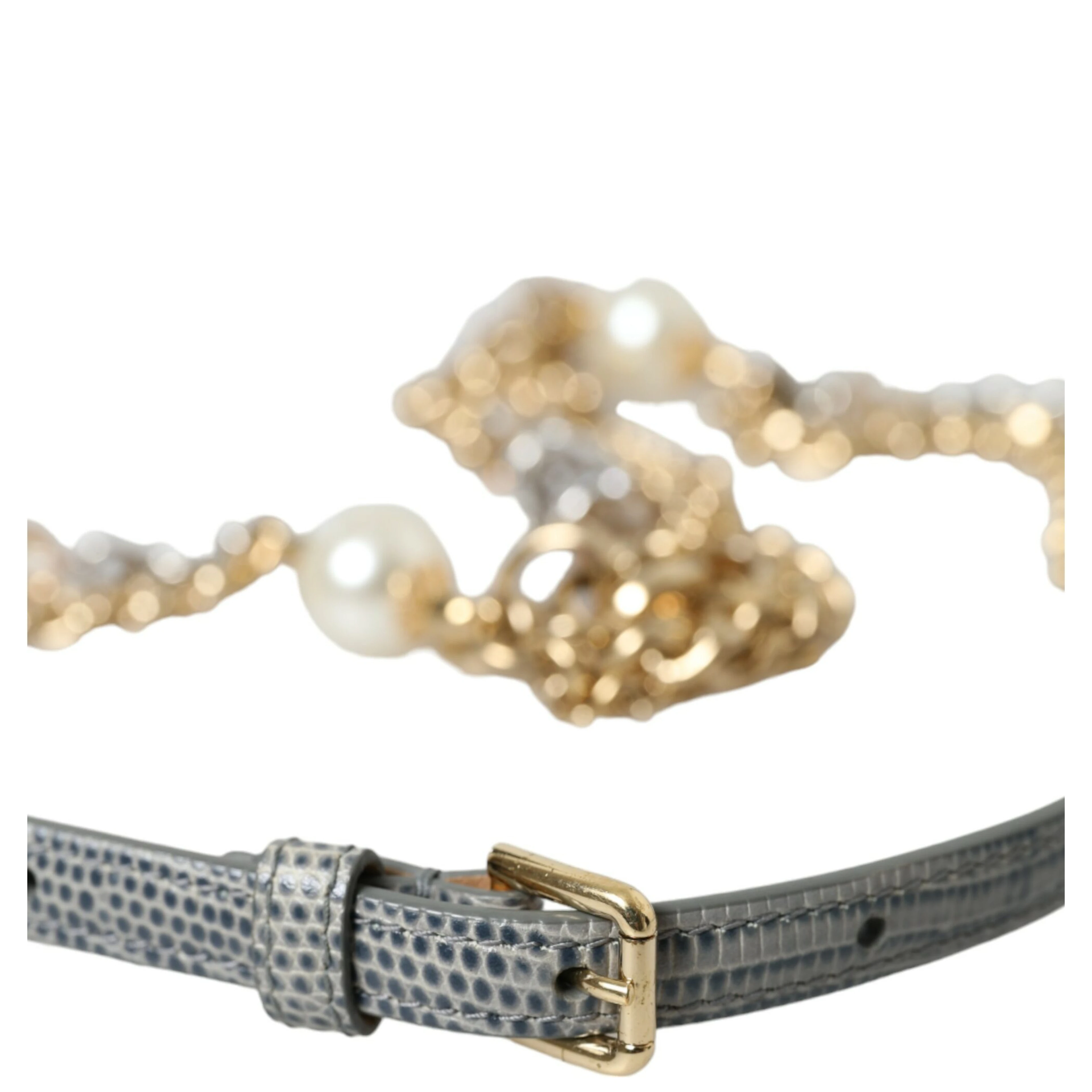 Blue Braided Gold Brass Chain Waist Belt