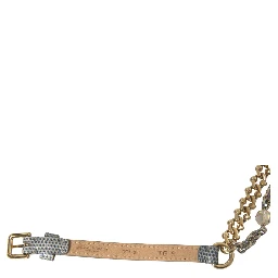 Blue Braided Gold Brass Chain Waist Belt