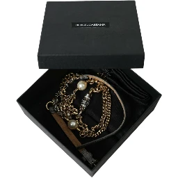 Blue Braided Gold Brass Chain Waist Belt