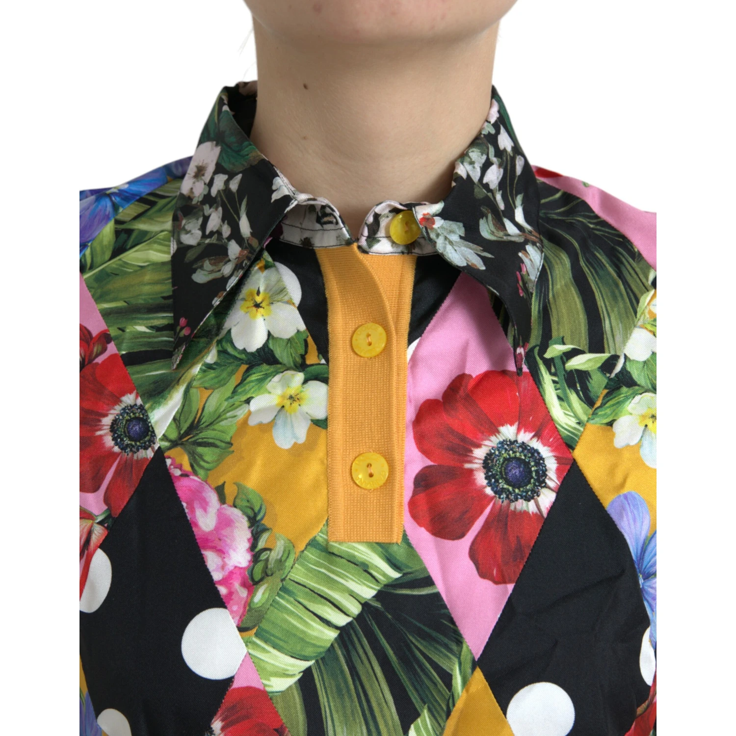 Multicolor Patchwork Cashmere Henley Sweater