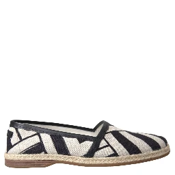 Black White Stripes Slip On Espadrille Shoes