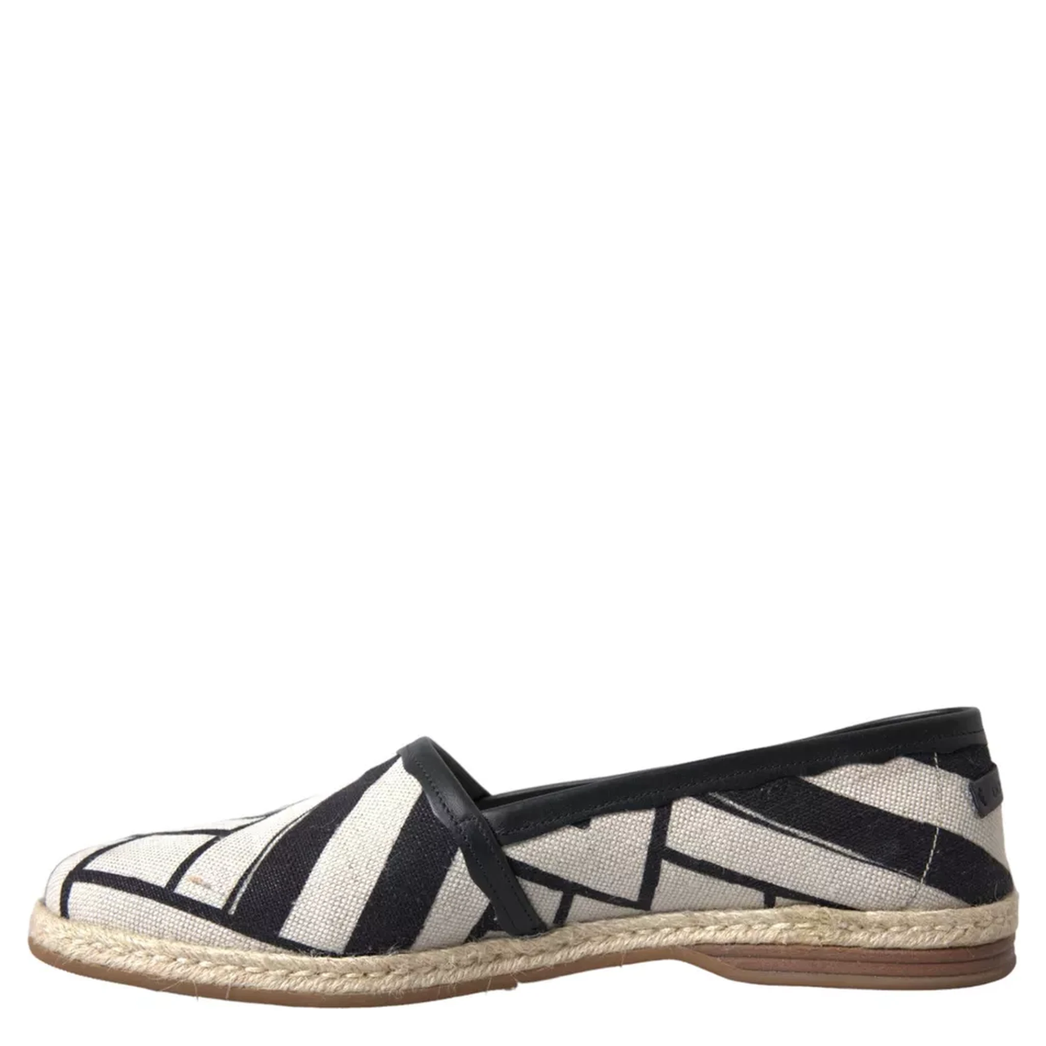 Black White Stripes Slip On Espadrille Shoes
