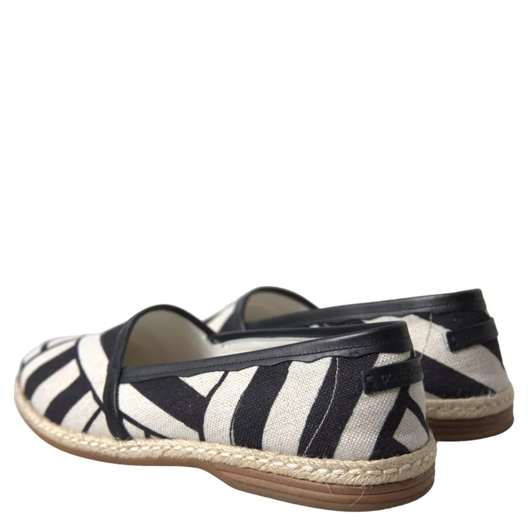 Black White Stripes Slip On Espadrille Shoes