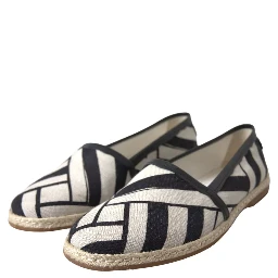Black White Stripes Slip On Espadrille Shoes