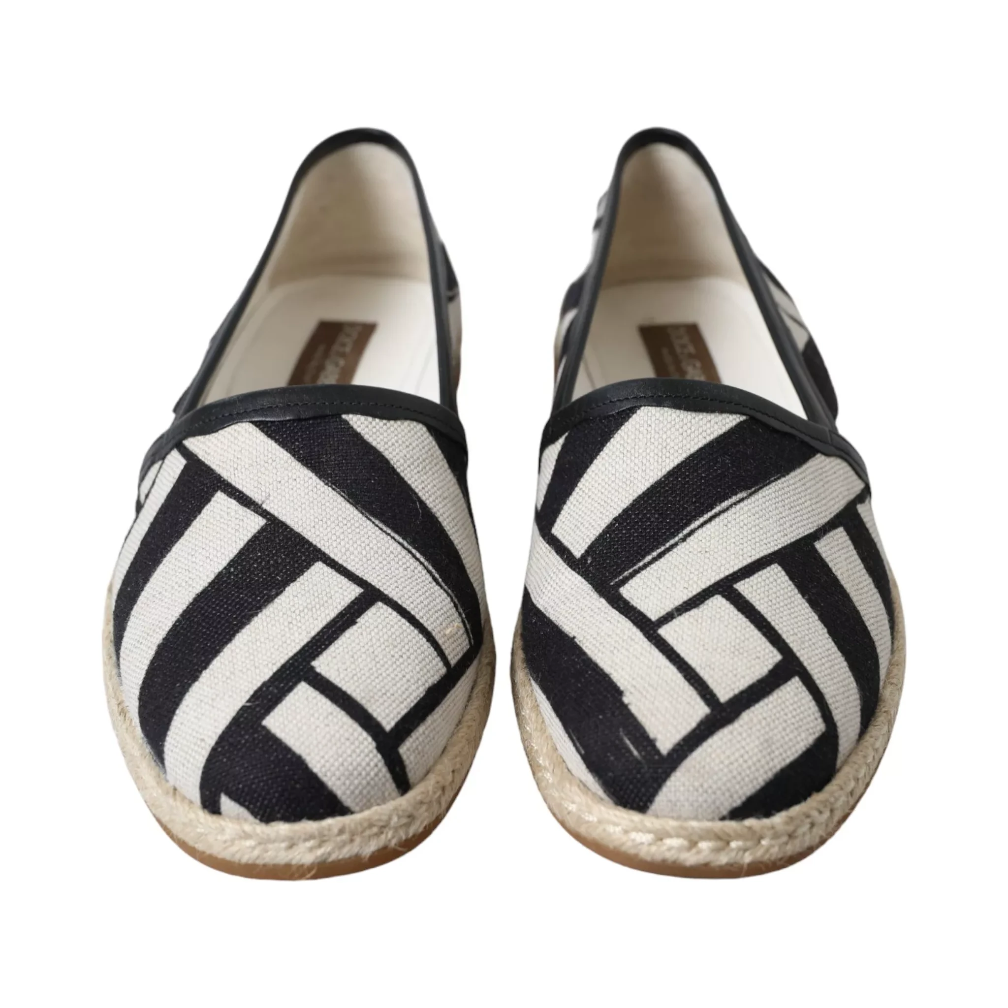 Black White Stripes Slip On Espadrille Shoes