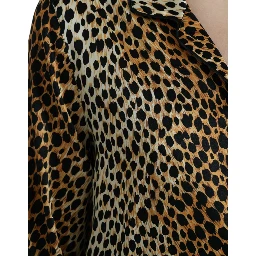 Brown Leopard Print Long Sleeves Blouse Top