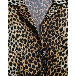 Brown Leopard Print Long Sleeves Blouse Top