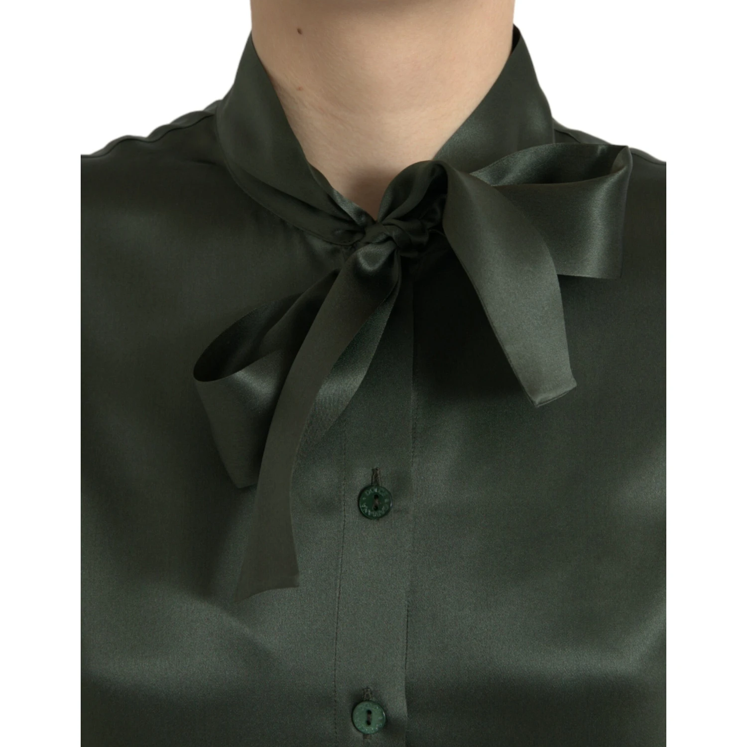 Gray Long Sleeves Ascot Collar Blouse Top