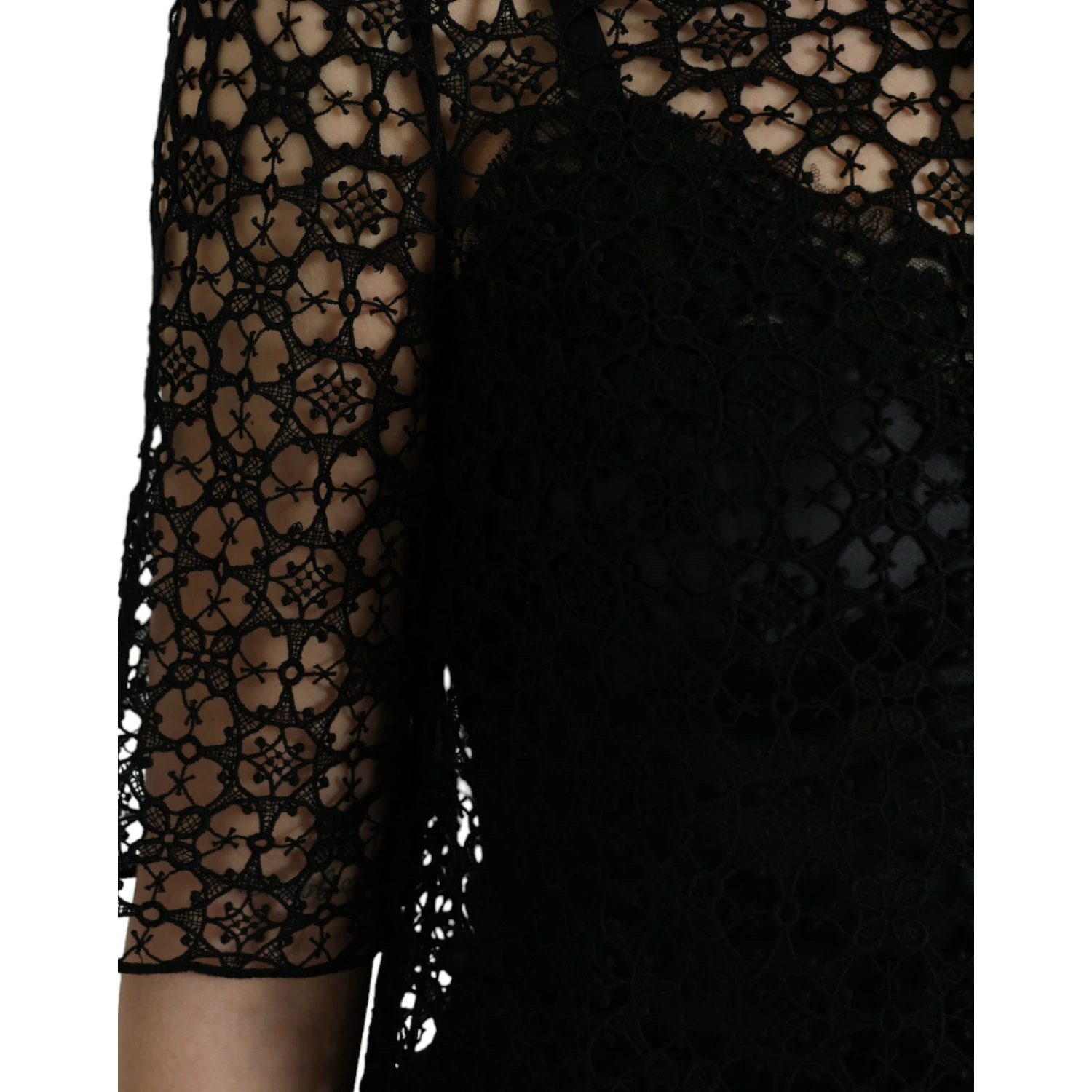 Black Floral Lace Short Sleeves Blouse Top