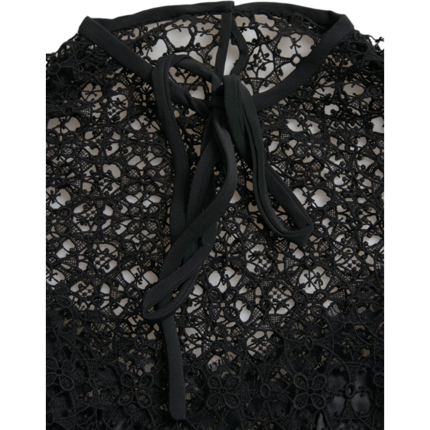 Black Floral Lace Short Sleeves Blouse Top