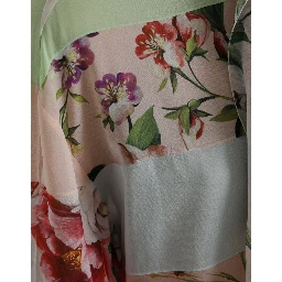 Multicolor Floral Patchwork Ascot Collar Top