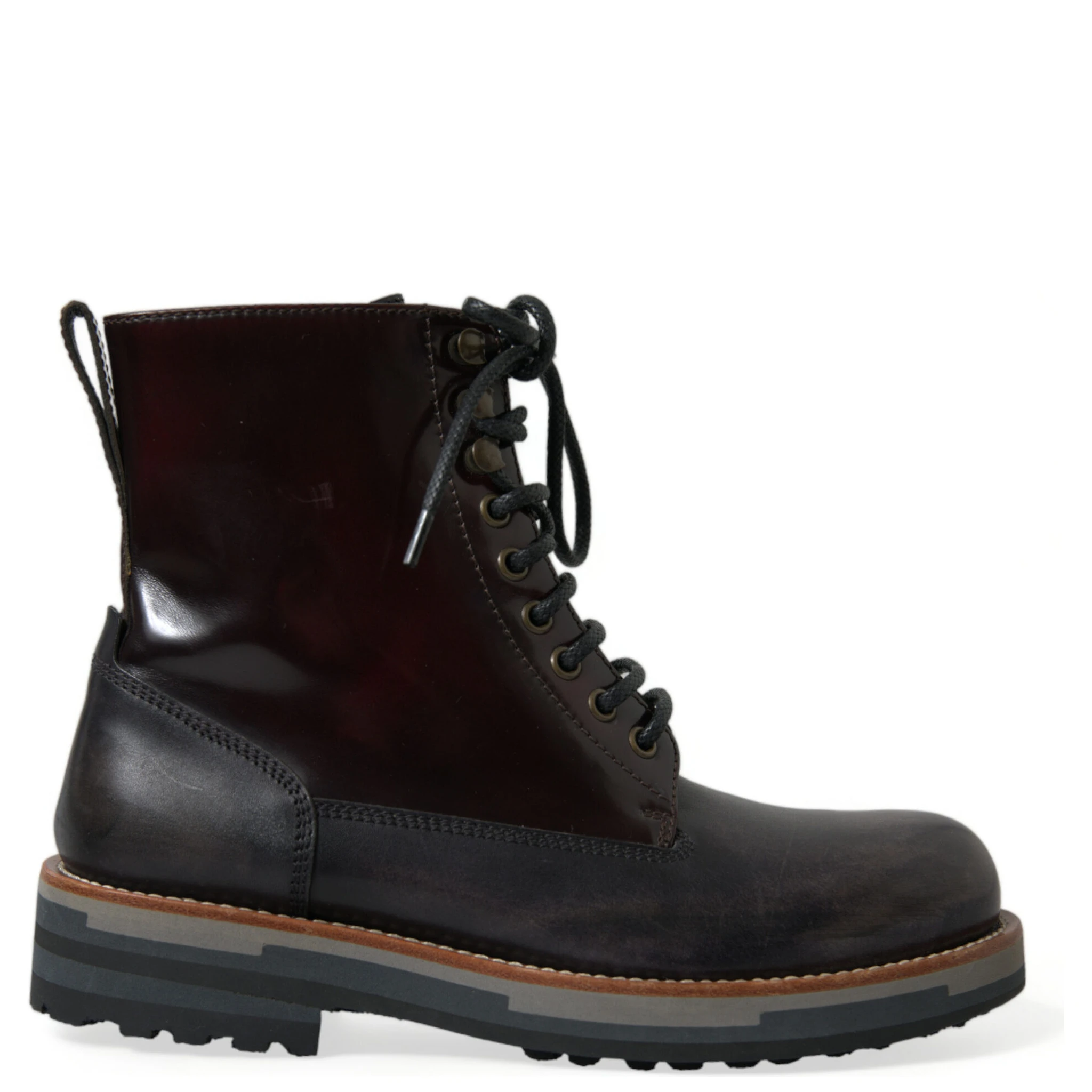 Black Leather Military Combat Boots Shoes