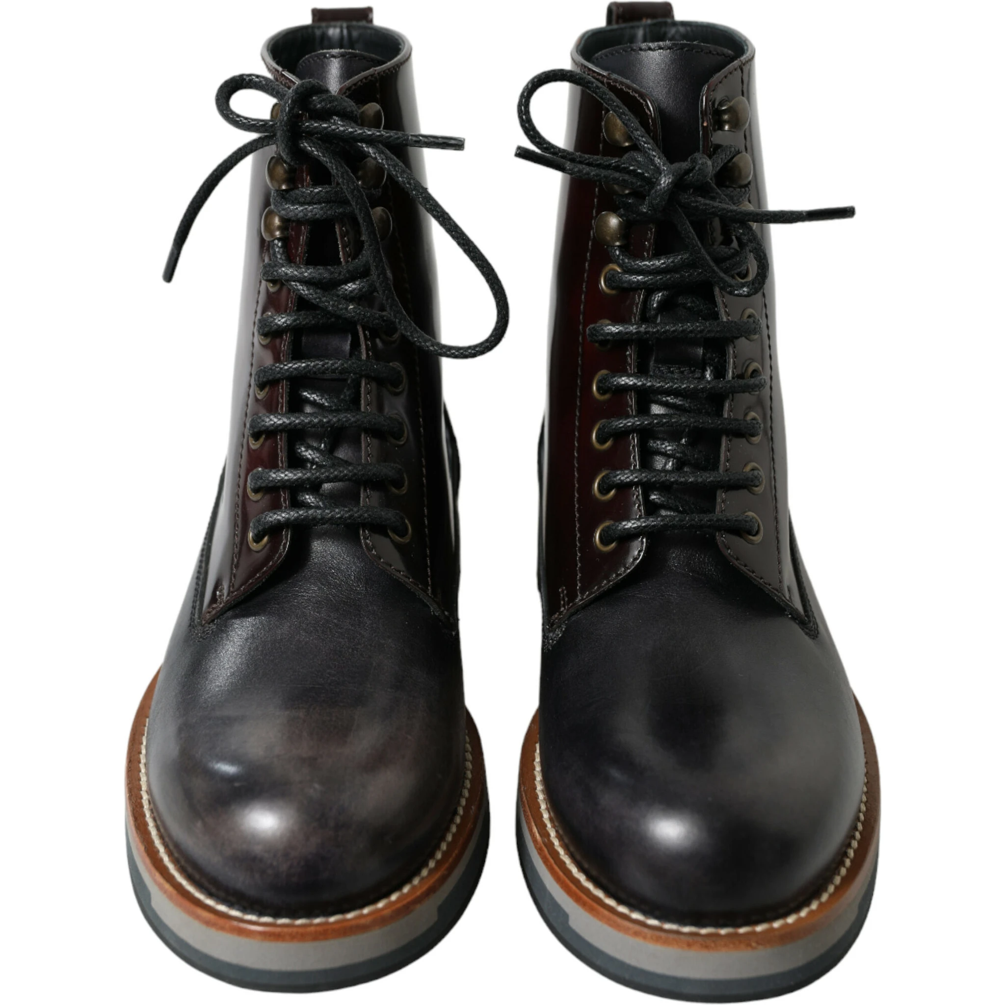 Black Leather Military Combat Boots Shoes