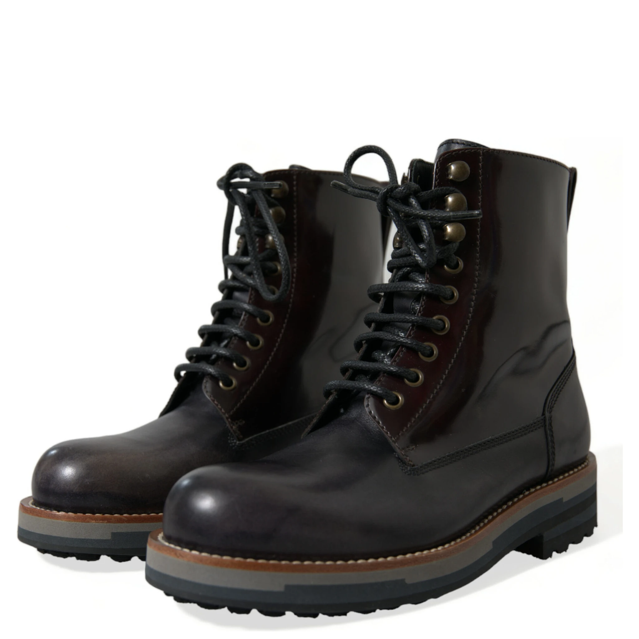 Black Leather Military Combat Boots Shoes