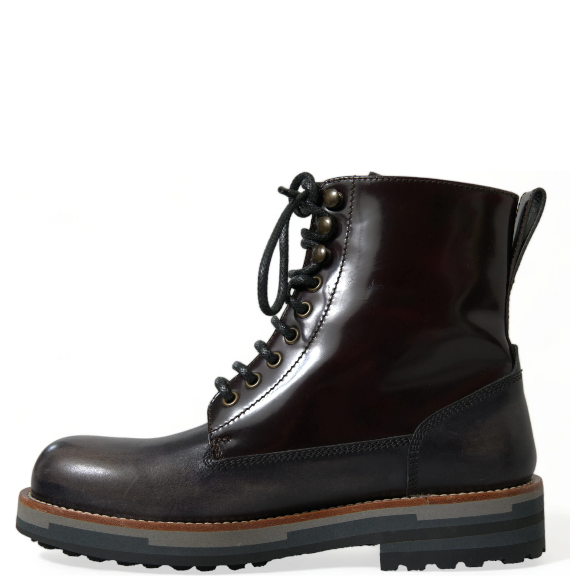 Black Leather Military Combat Boots Shoes