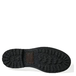 Black Leather Military Combat Boots Shoes