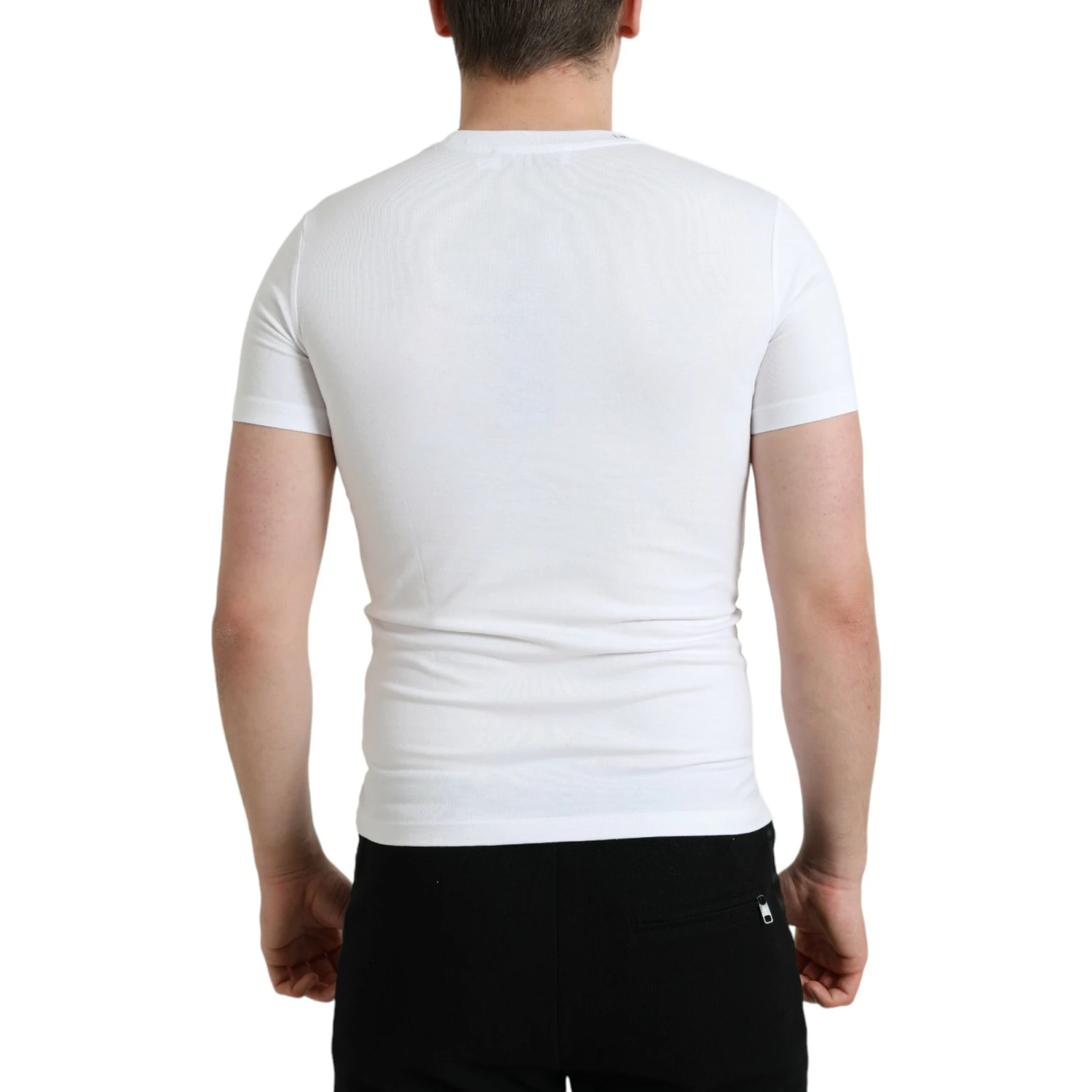 White Logo Print Cotton Crew Neck T-shirt