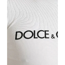 White Logo Print Cotton Crew Neck T-shirt