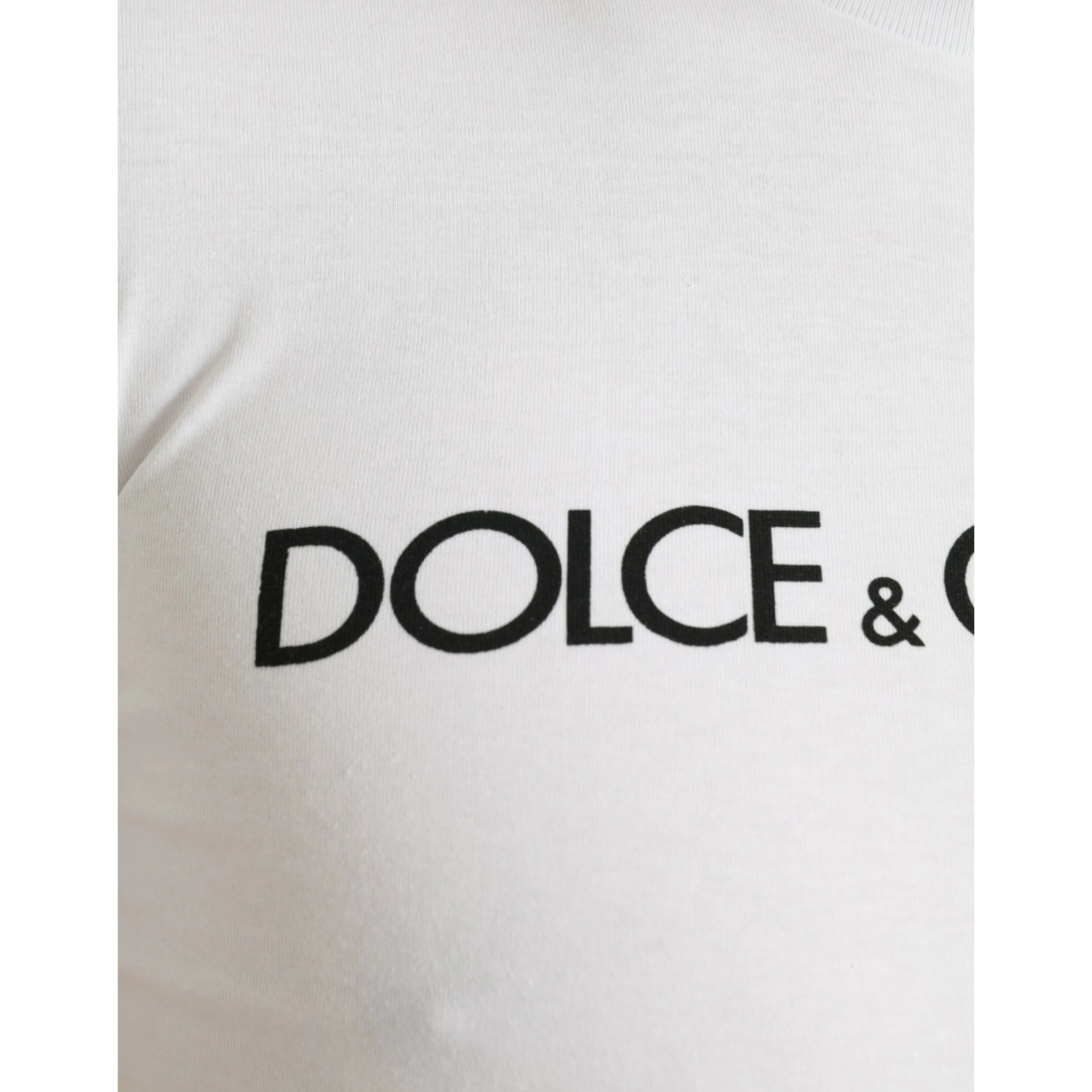 White Logo Print Cotton Crew Neck T-shirt