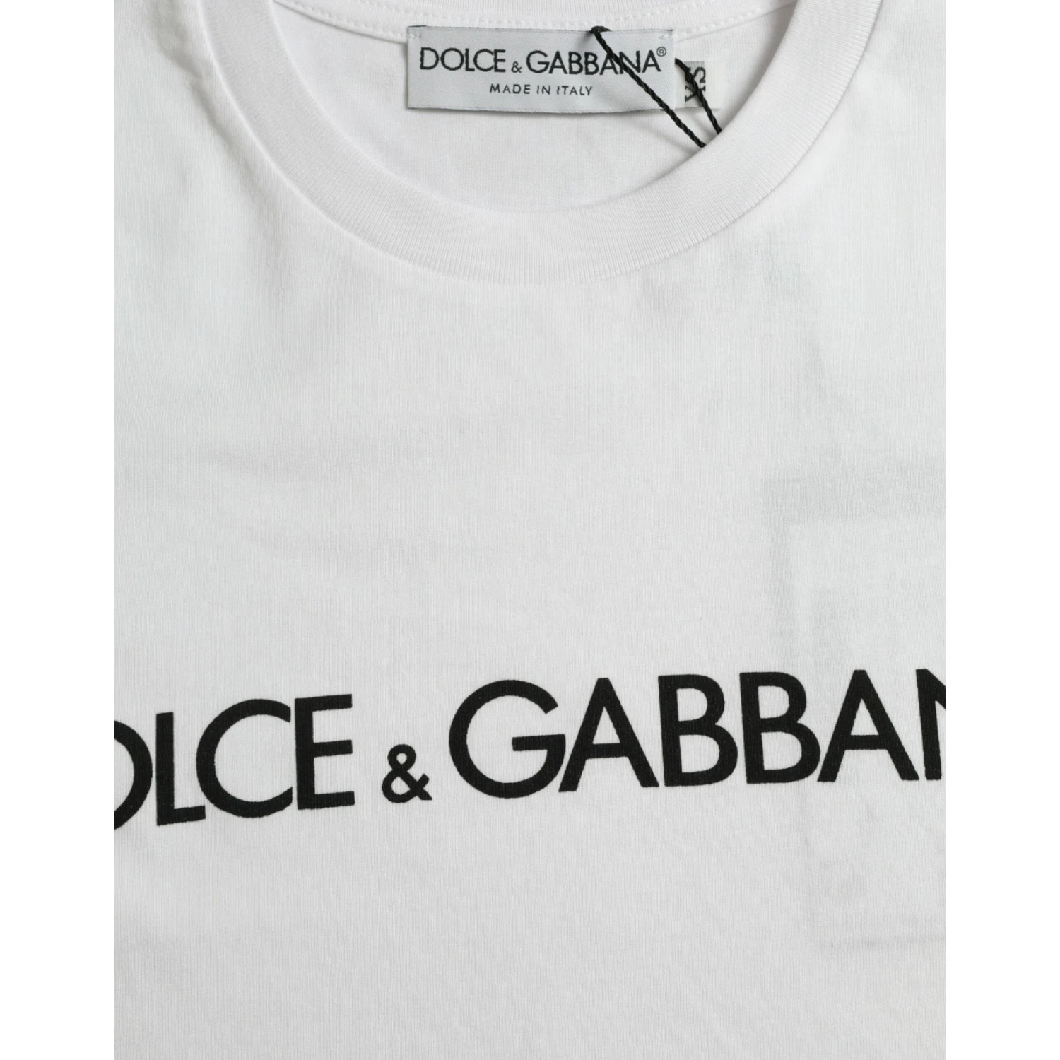 White Logo Print Cotton Crew Neck T-shirt