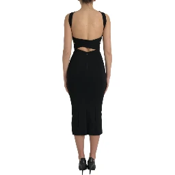 Black Sheath Halter Sleeveless Midi Dress