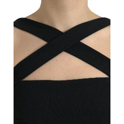 Black Sheath Halter Sleeveless Midi Dress