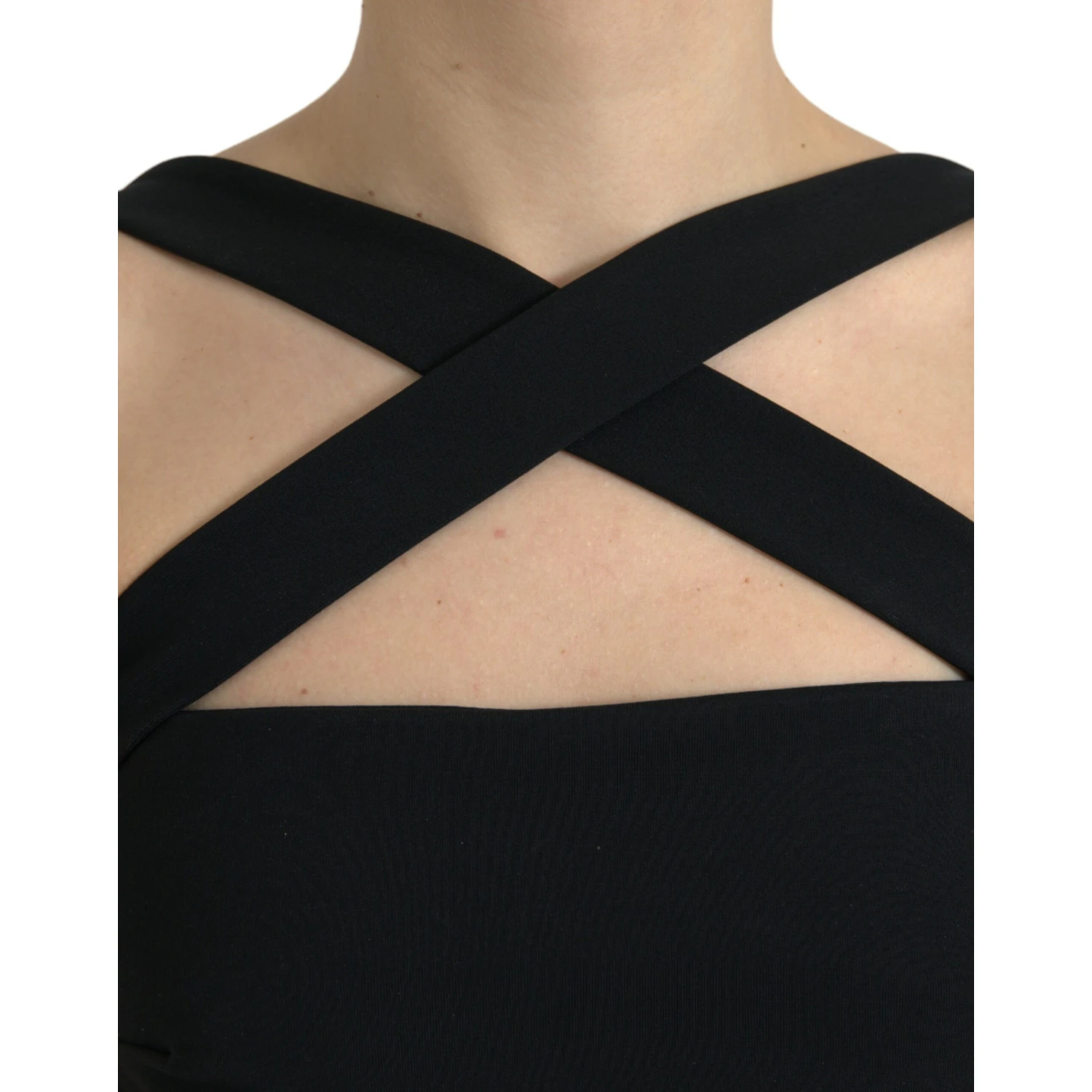 Black Sheath Halter Sleeveless Midi Dress