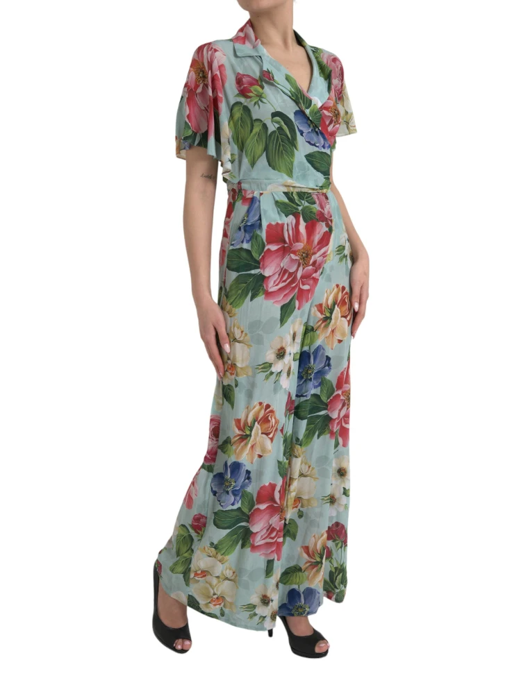 Blue Floral Wide Leg Wrap Jumpsuit Dress alternative