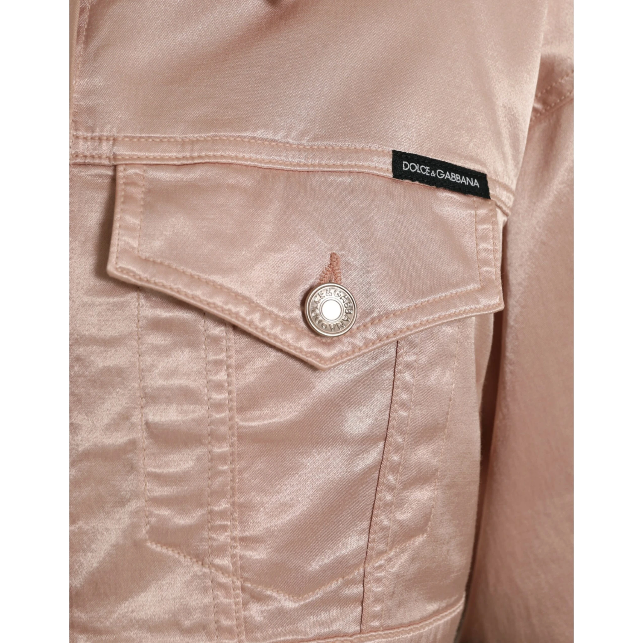 Pink Cotton Stretch Collared Cropped Jacket