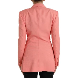Pink Polyester Single Breasted Blazer Jacket