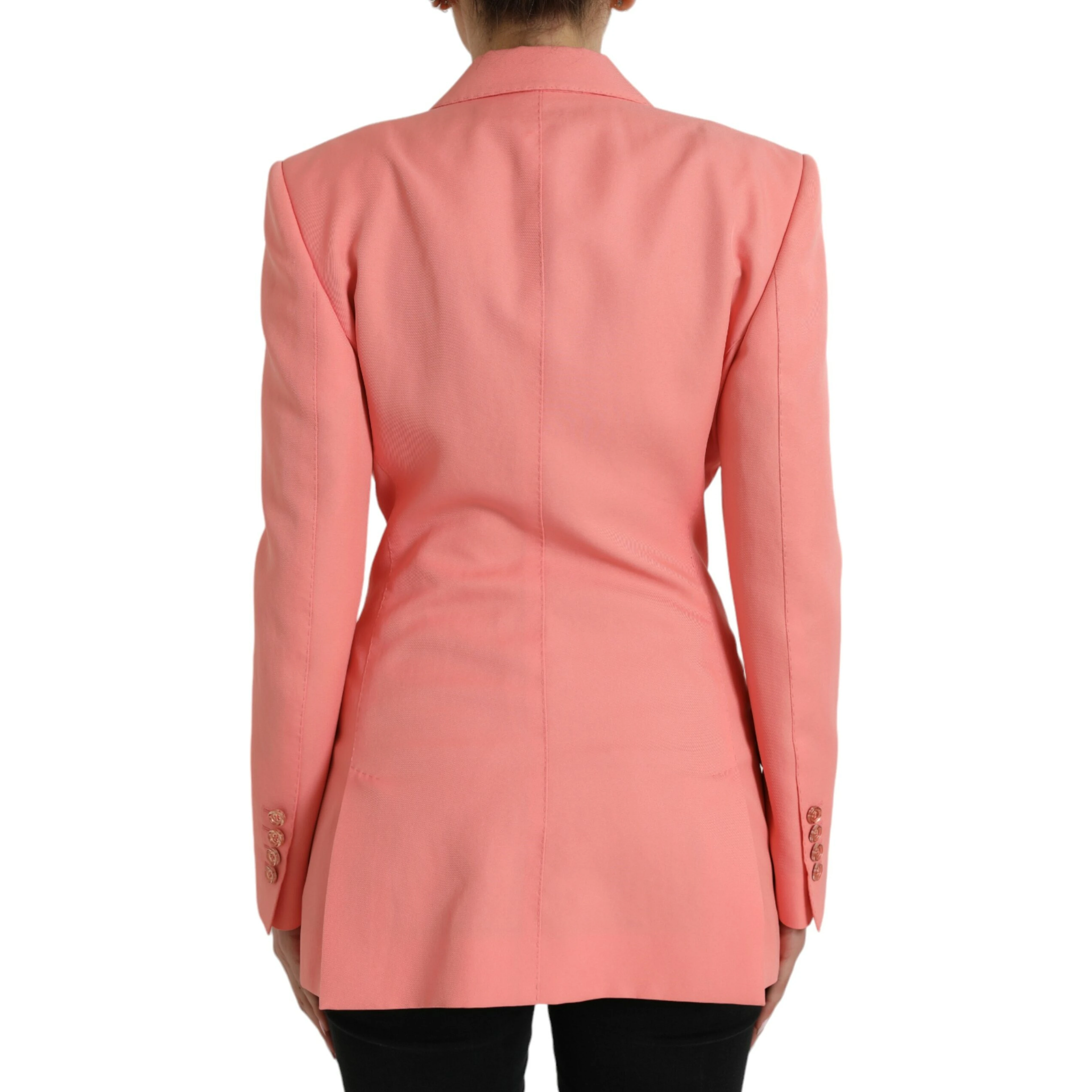 Pink Polyester Single Breasted Blazer Jacket